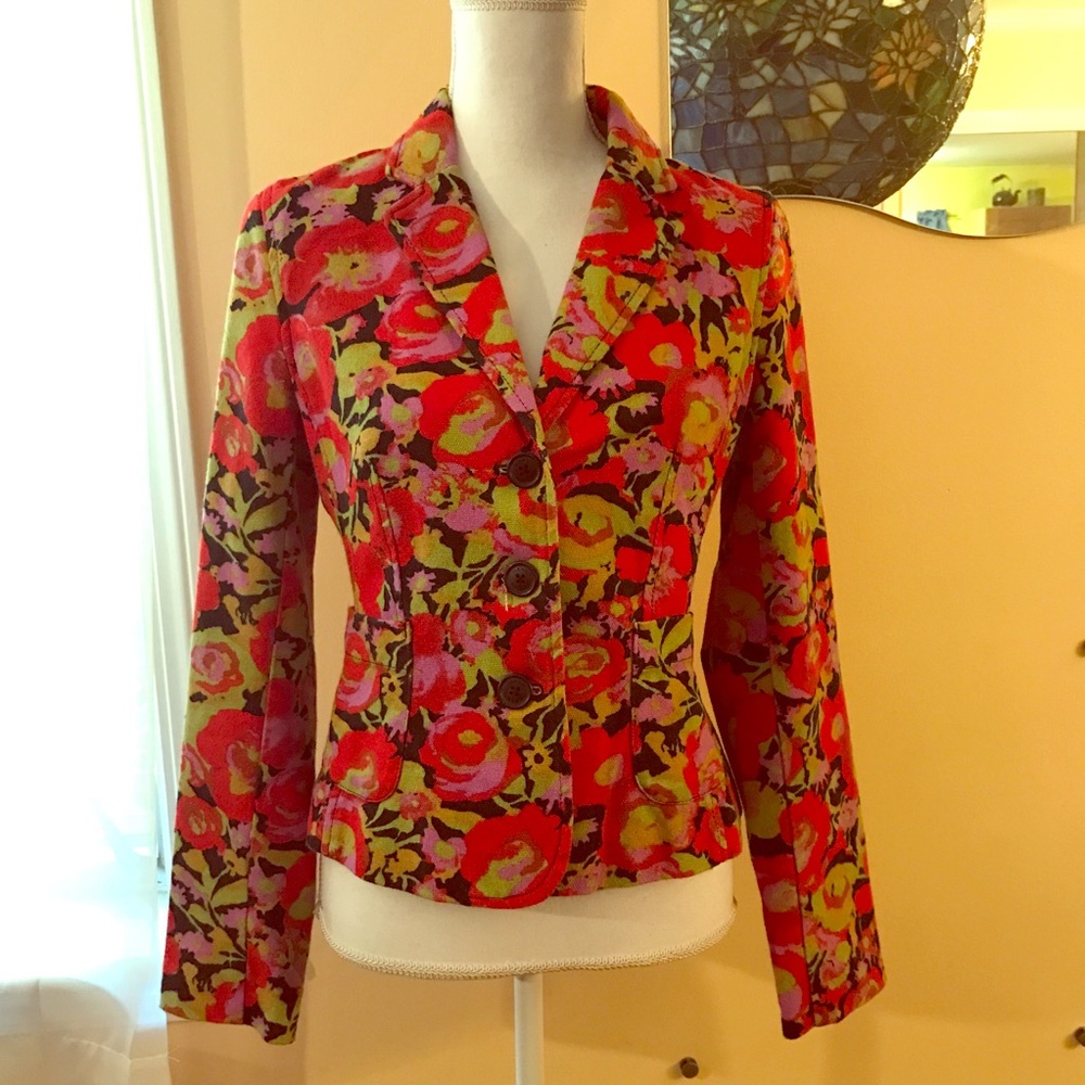 Isaac Mizrahi for Target Red Floral Blazer Size Sm